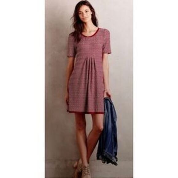 Anthropologie Dresses & Skirts - Anthropologie Maeve Dora Dress Red Print Short Sleeve Mini Dress Women Sz M